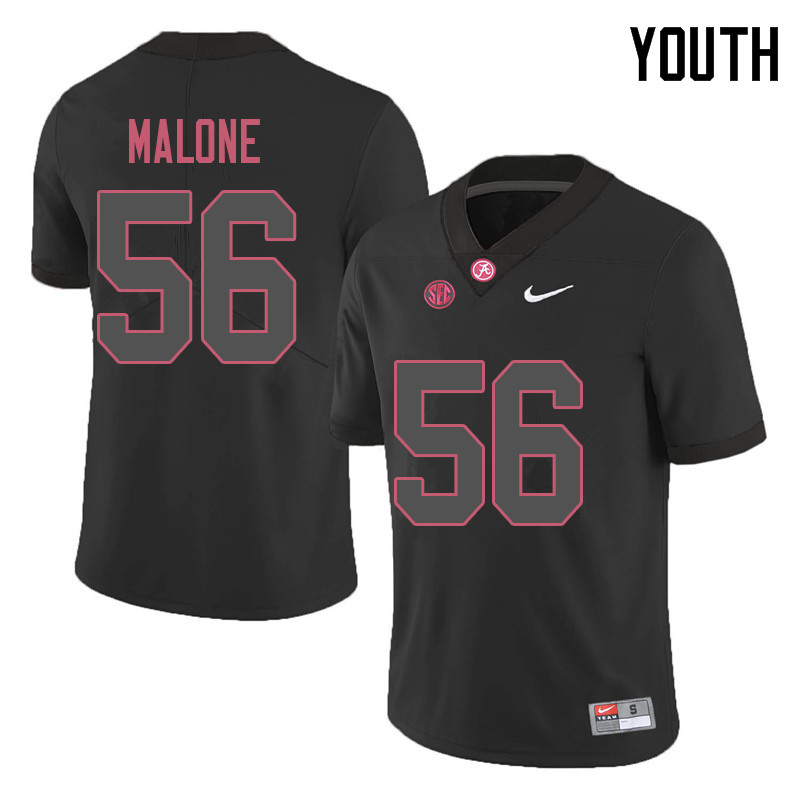 Alabama Crimson Tide Youth Preston Malone #56 Black NCAA Nike Authentic Stitched 2018 College Football Jersey AF16S18OR
